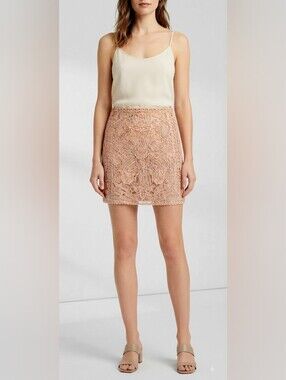 Club Monaco Blush Pink Floral Guipure Lace Mini Skirt Size 00